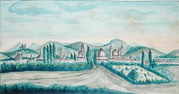 पुएब्लो, मेक्सिको (कागज पर पानी के रंग का) द्वारा अमेरिकी स्कूल