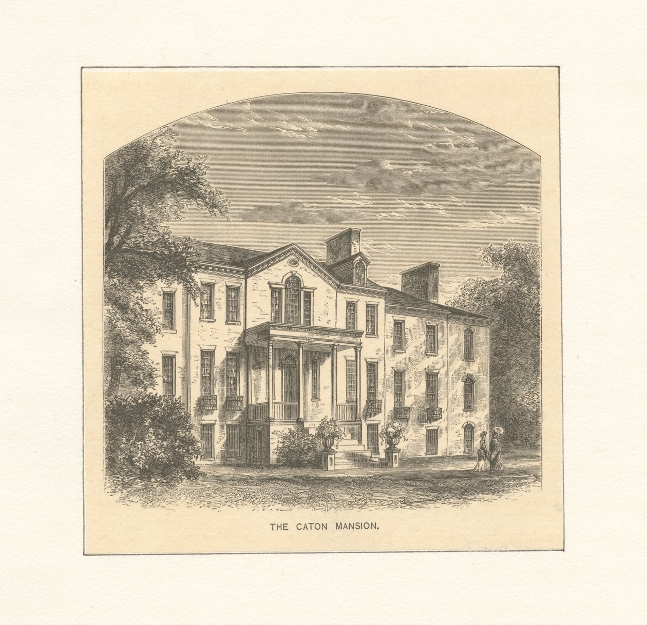 द कैटन मेंशन, c.1870 (उत्कीर्णन) द्वारा अमेरिकी स्कूल