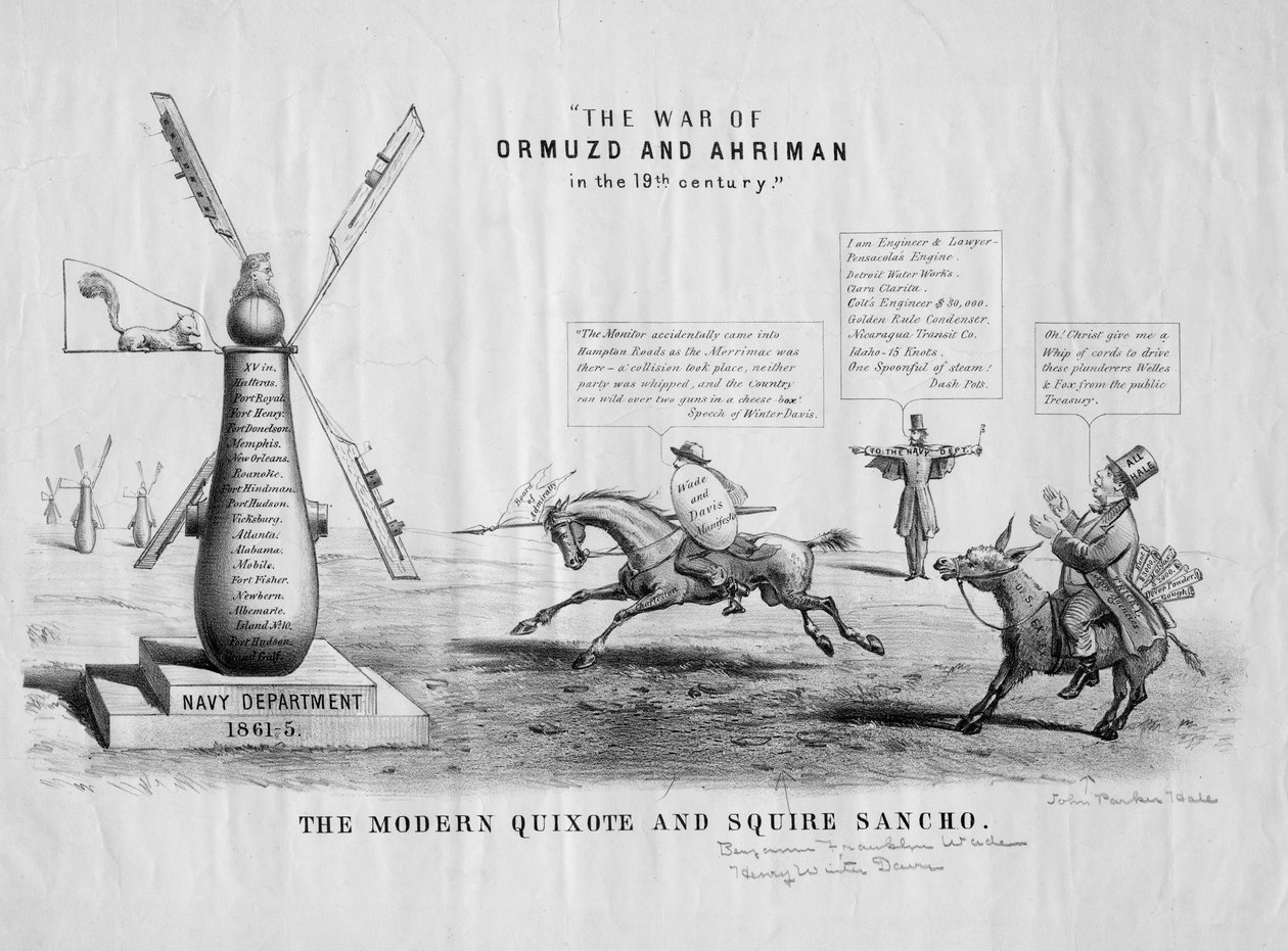 आधुनिक क्विक्सोट और स्कवायर सांचो, c.1866 द्वारा अमेरिकी स्कूल