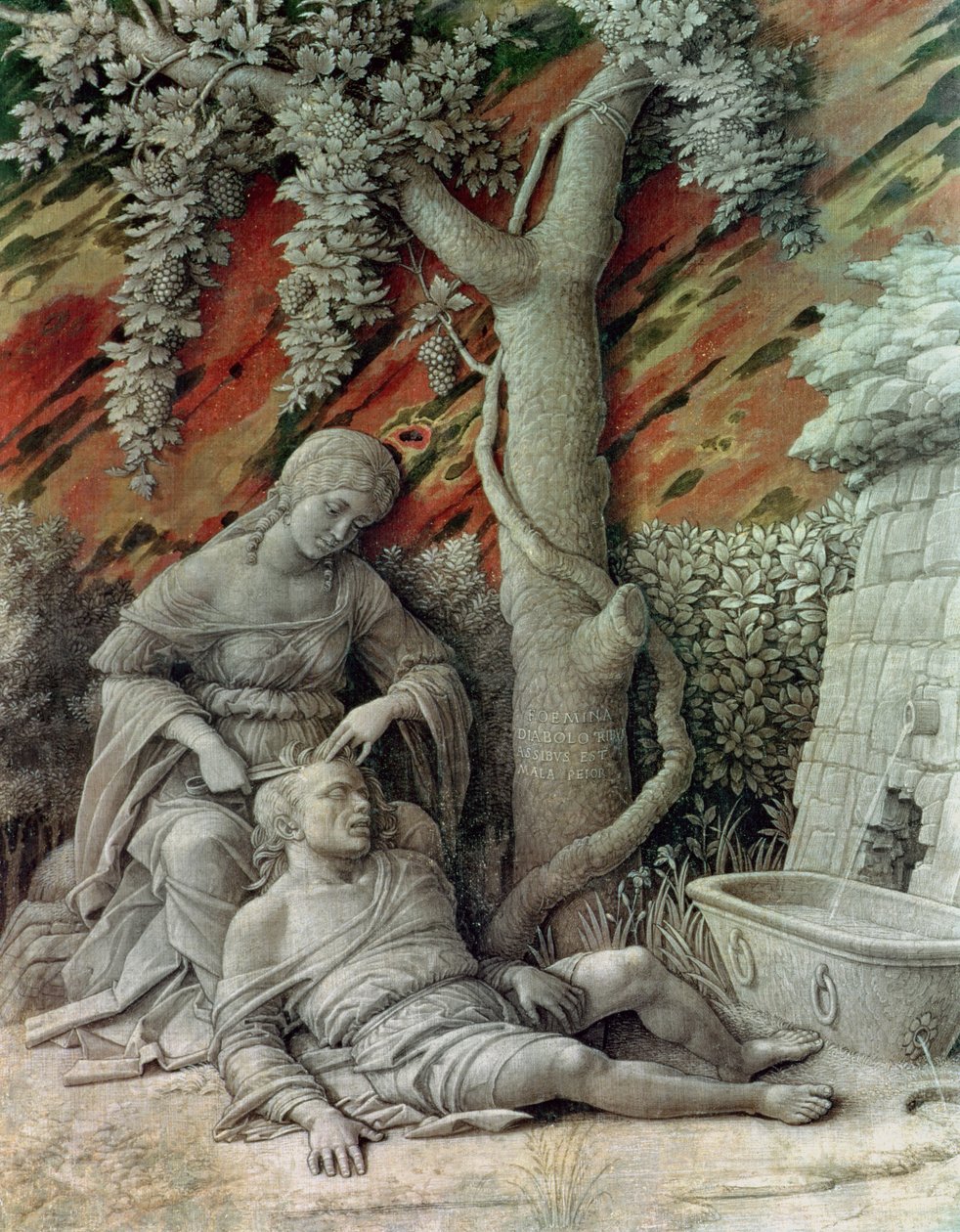 सैमसन और डेलिलाह, c.1500 (लिनन पर गोंद का आकार) द्वारा एंड्रिया मेंटेग्ना