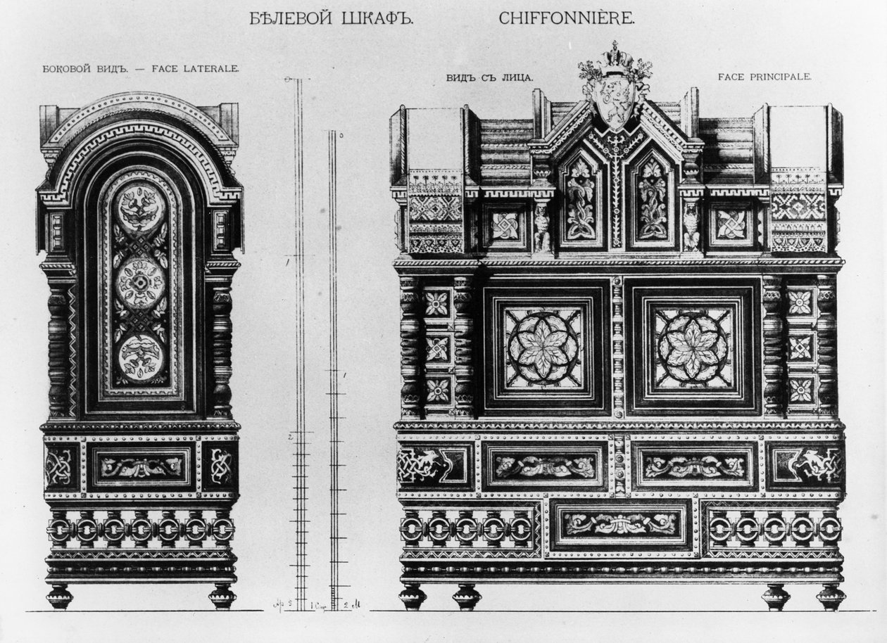 एक सनी की अलमारी के लिए डिज़ाइन, c.1870s द्वारा लेडी लियोन्टेविक गन