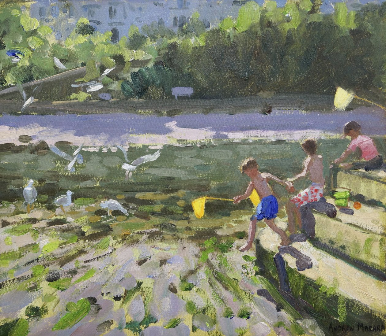 बच्चों और सीगल, Looe, 2013, द्वारा एंड्रयू मकारा
