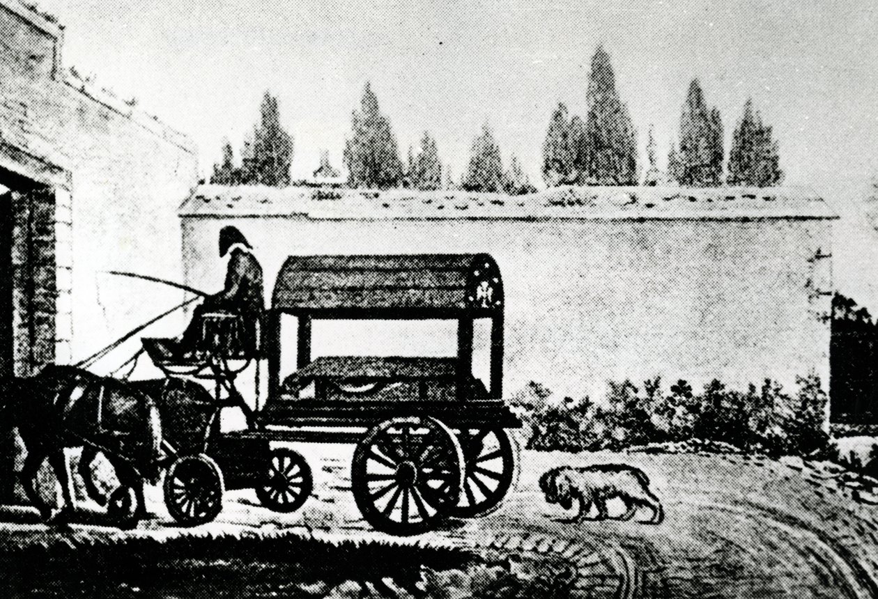 मोजार्ट का ताबूत एक कुत्ते द्वारा पीछा किया, c.1791 द्वारा अज्ञात अज्ञात