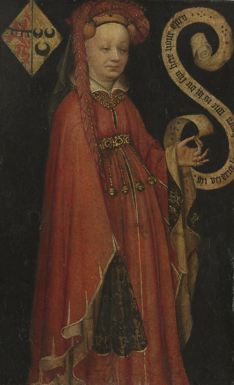 Lysbeth van Duvenvoorde का चित्र, c.1430 (चर्मपत्र पर तेल) द्वारा अज्ञात अज्ञात