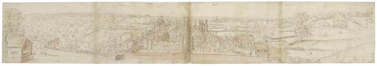 साउथ से ओटलैंड्स पैलेस, c.1544 (कलम, स्याही, चॉक और कागज पर wc) द्वारा एंथोनीस वैन डेन Wyngaerde