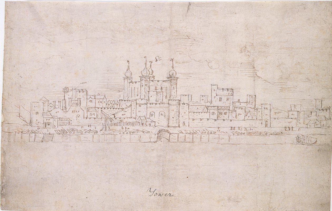 लंदन का टॉवर, c.1544 (कागज पर कलम और स्याही) द्वारा एंथोनीस वैन डेन Wyngaerde