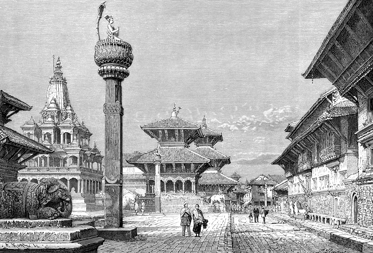 पाटन, नेपाल में मंदिर, 1895। द्वारा अरमानंद कोहल