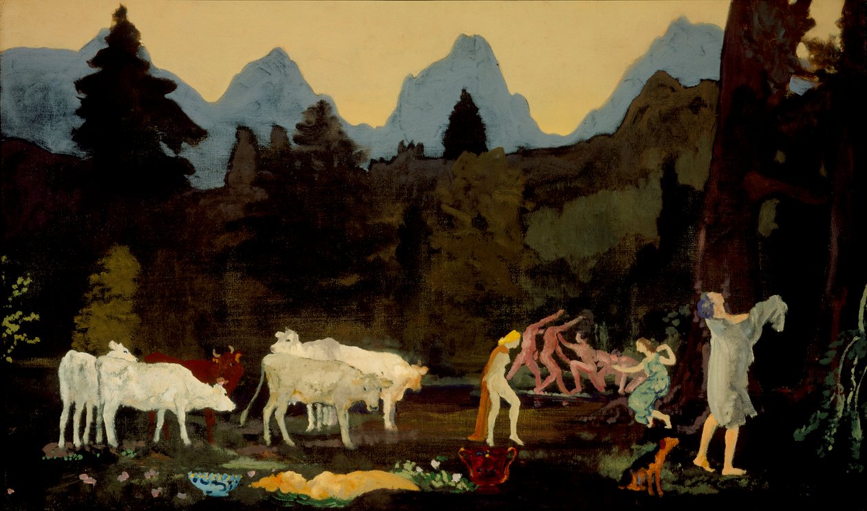 देहाती घंटियाँ और चोटियाँ, c.1908-11 द्वारा आर्थर बोवेन डेविस