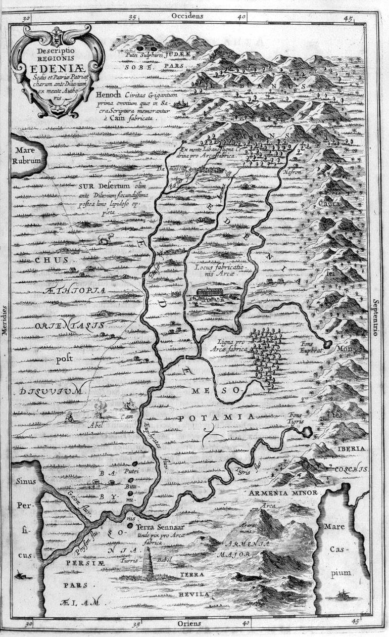 ईडन गार्डन का नक्शा, 1675 द्वारा अथानासियस किर्चर