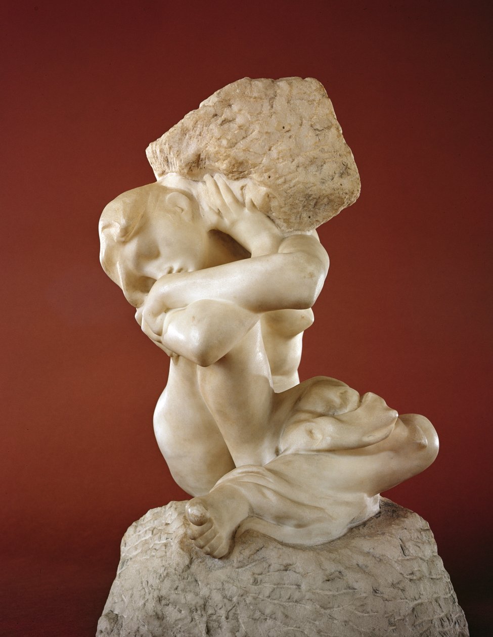 पत्थर के साथ Caryatid, 1881-82 (संगमरमर) द्वारा अगस्टे रोडिन