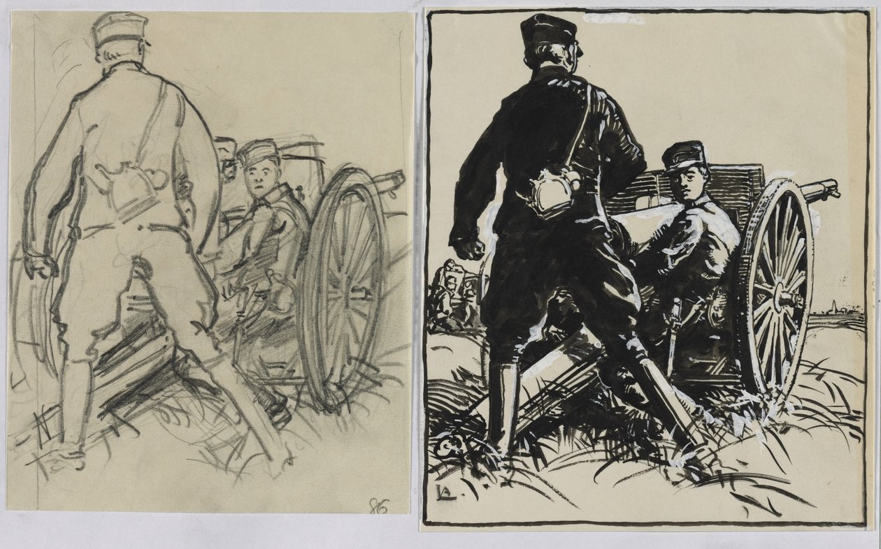 बेल्जियन आर्टिल्लर्स, 1914। द्वारा अगस्टे लुई लेपेयर
