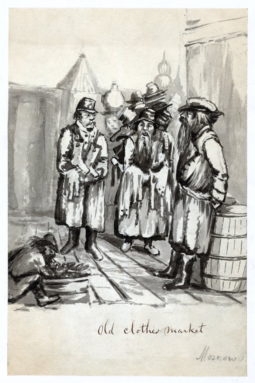 ओल्ड क्लोथिंग मार्केट, मॉस्को, c.1862 प्रकाशित द्वारा बायर्ड टेलर