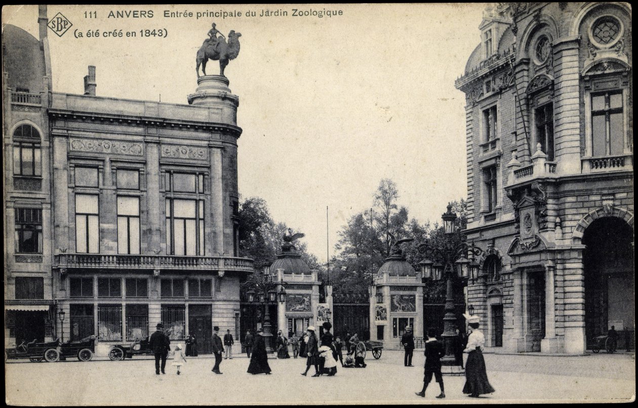 एंटवर्प चिड़ियाघर का मुख्य प्रवेश द्वार, c.1911 द्वारा बेल्जियम स्कूल