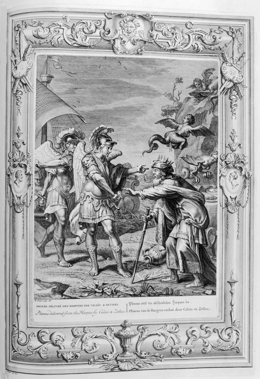 Phineus और Harpies (उत्कीर्णन) द्वारा बर्नार्ड पिकार्ट