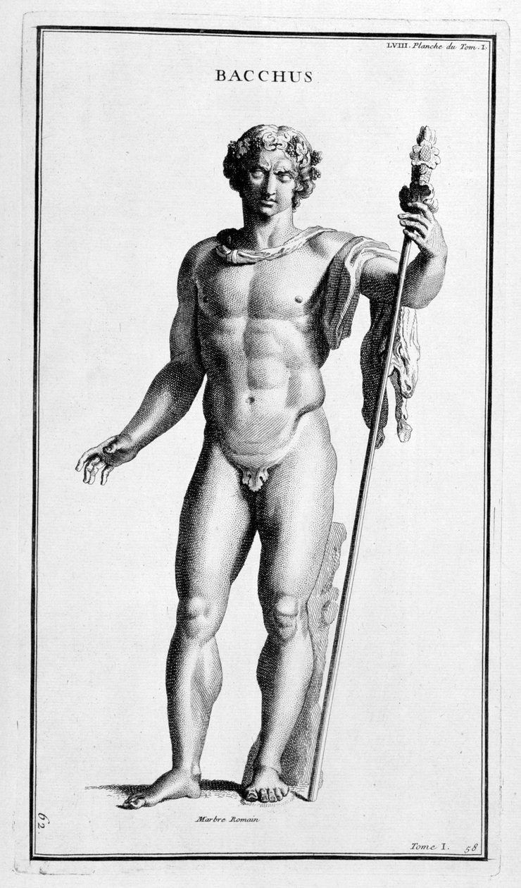 Bacchus, एक रोमन प्रतिमा के बाद, 1757 द्वारा बर्नार्ड डी मोंटफौकोन