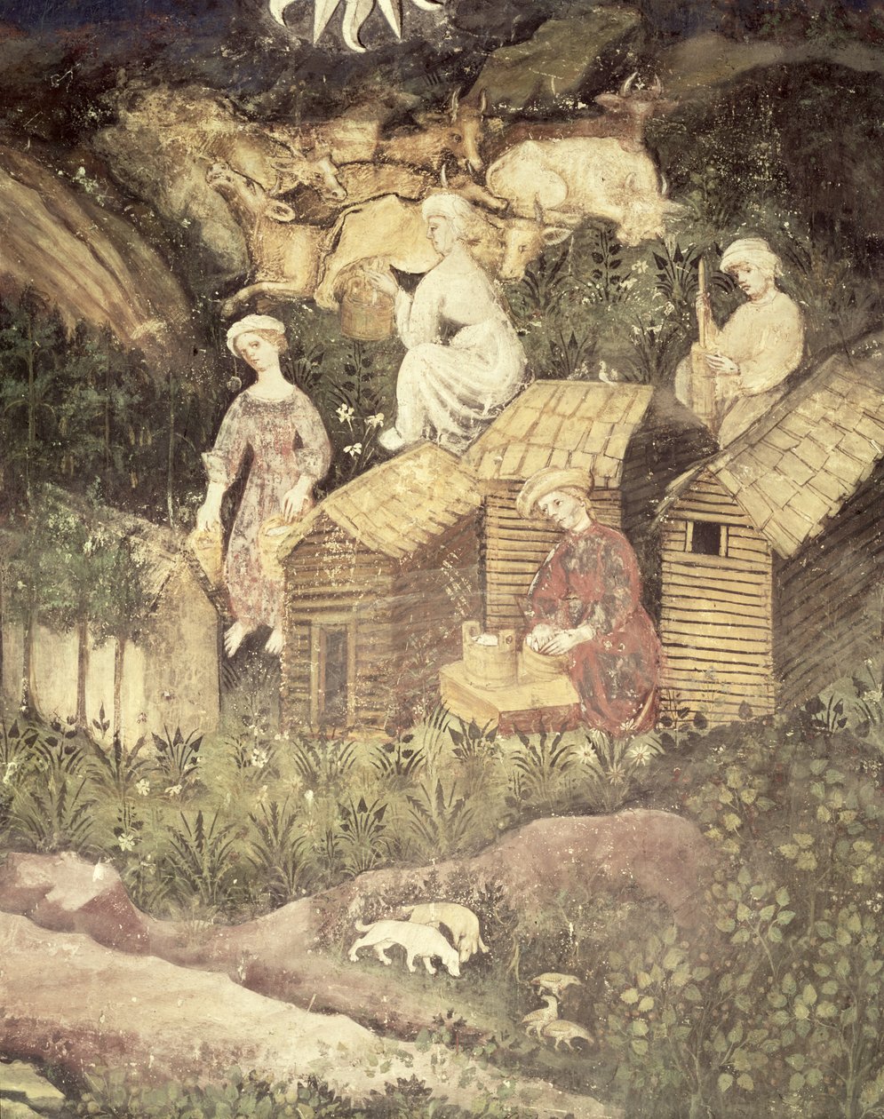 जून का महीना, शहद इकट्ठा करने का विवरण, c.1400 द्वारा बोहेमियन स्कूल