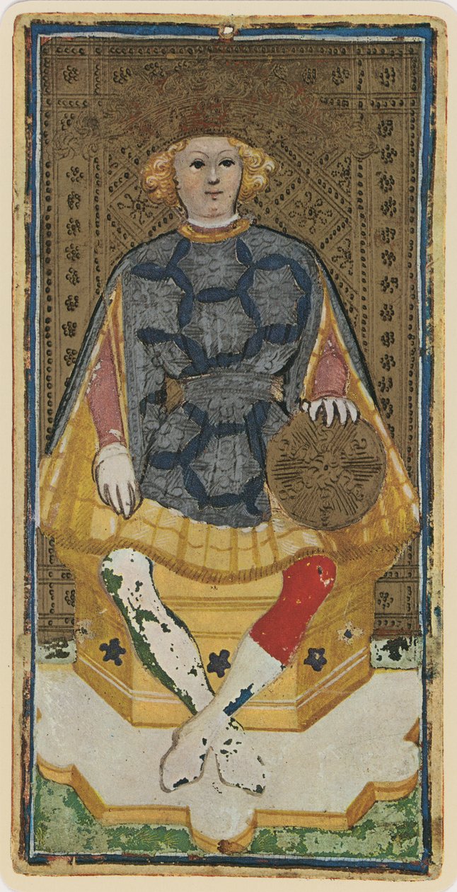 कॉन्स के राजा, &39;विस्कोन्टी&39; डेक से टैरो कार्ड की प्रतिकृति, 1441-47 द्वारा बोनिफेसिओ बेम्बो