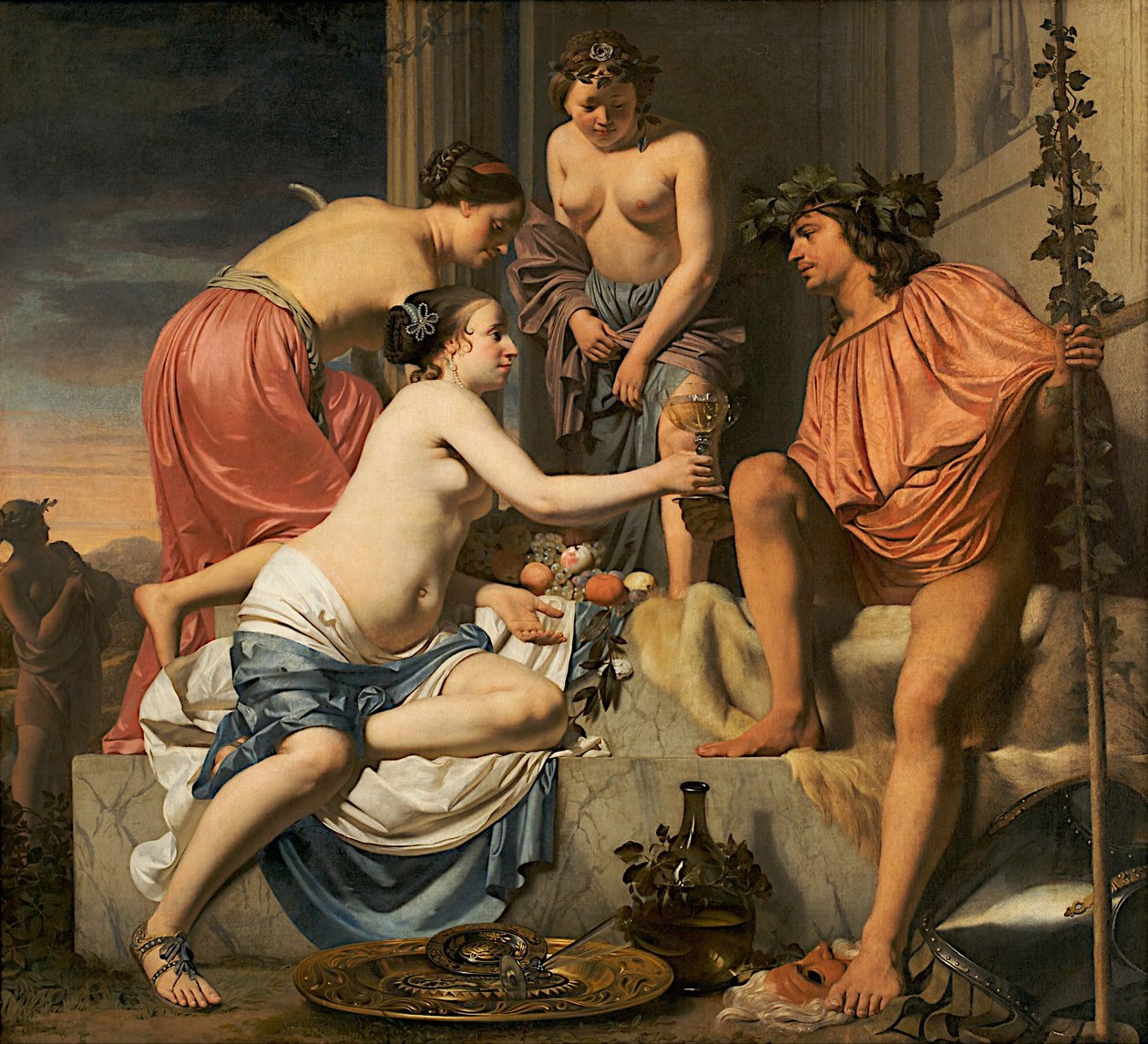 Bacchus शराब और फल की पेशकश एक सिंहासन Nymphs पर Bacchus द्वारा सीज़र बोएटियस वैन एवरडिंगन