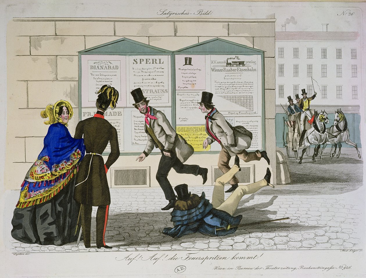आ जाओ! फायरमैन आ रहे हैं !, विएना में प्रकाशित गीजर द्वारा उत्कीर्ण है, c.1820 द्वारा Cajetan