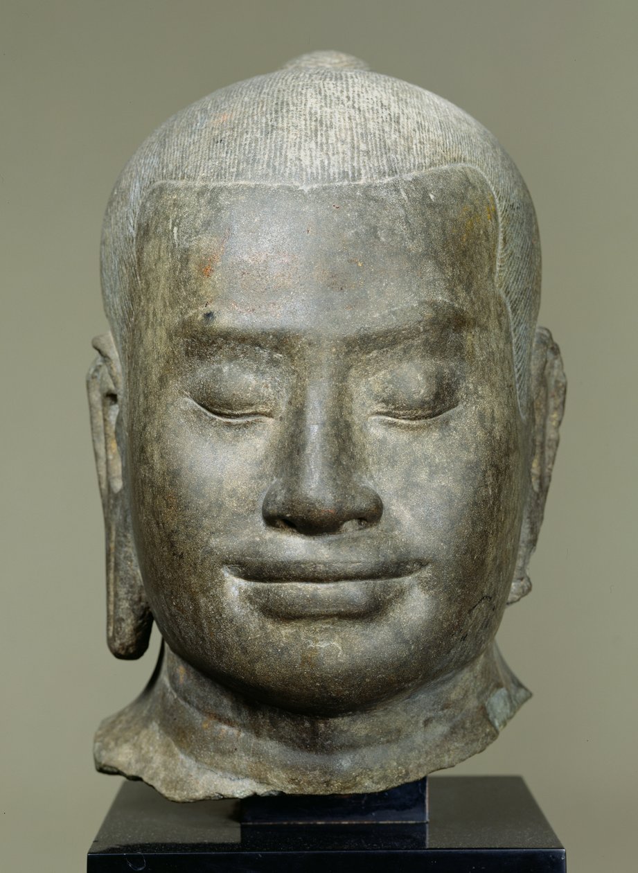 राजा जयवर्मन VII (r.1181-c.1220) (कांस्य) के प्रमुख द्वारा कंबोडियन स्कूल