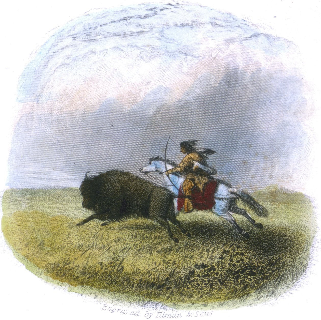 टिलमैन अंडर संस द्वारा उत्कीर्ण भैंस का शिकार, 1853 द्वारा कप्तान सेठ ईस्टमैन