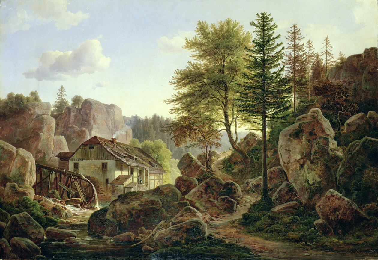 रिबांसविले, 1836 के पास वोजेज में एक वाटरमेल द्वारा कार्ल मॉर्गेनस्टर्न