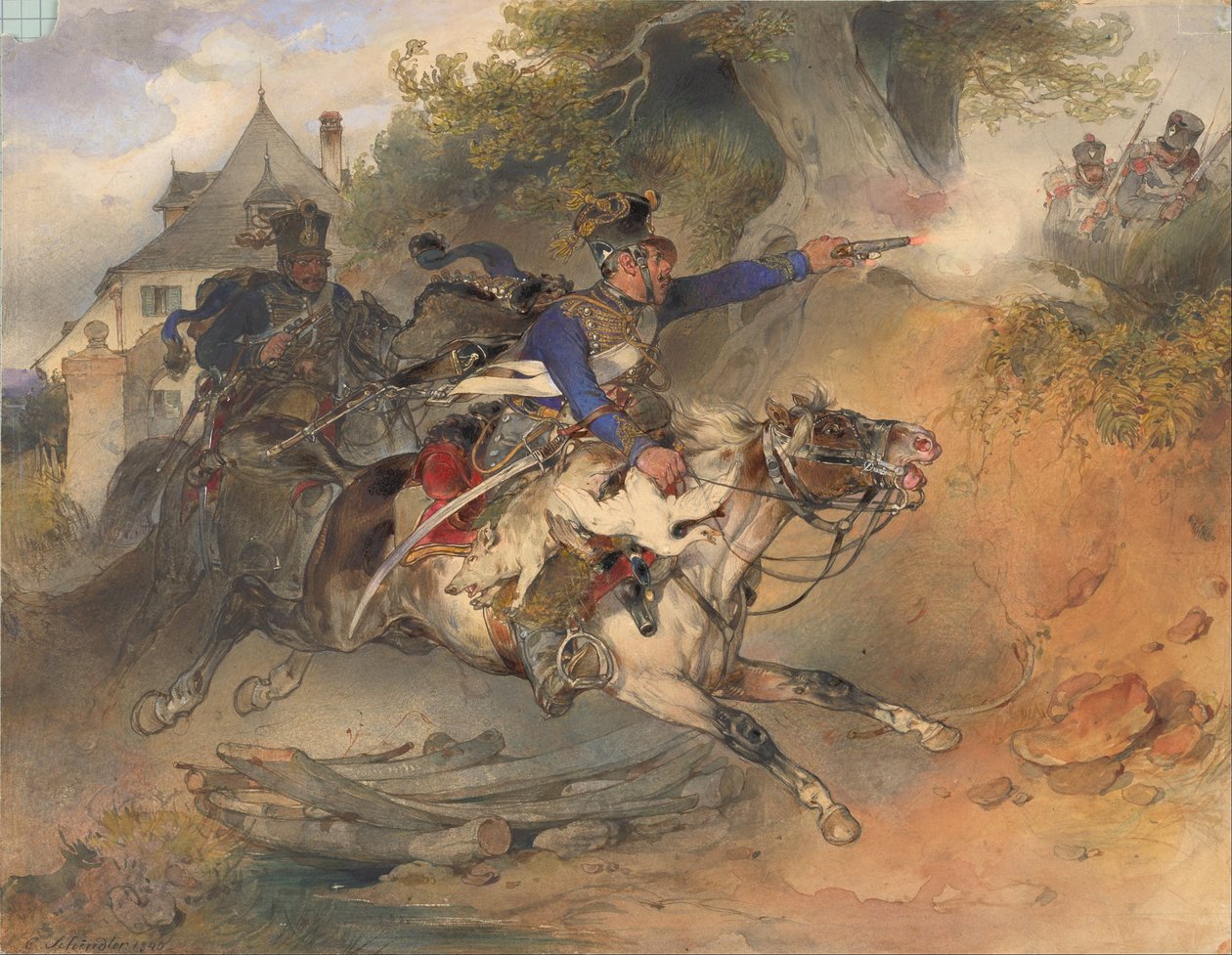 द फोर्जिंग हुसर, 1840 द्वारा कार्ल शिंडलर