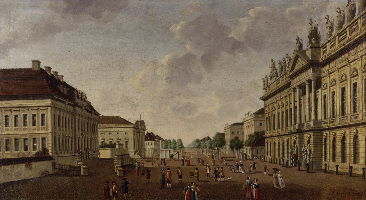 शस्त्रागार और Unter den Linden Street, 1786 का दृश्य द्वारा कार्ल ट्रुगोट फ़ेचेलम