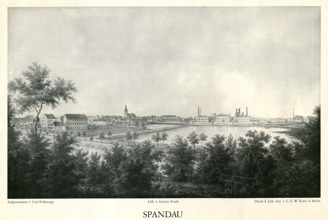1860 के आसपास स्पांडौ का शहर का दृश्य द्वारा कार्ल सुबह की देखभाल