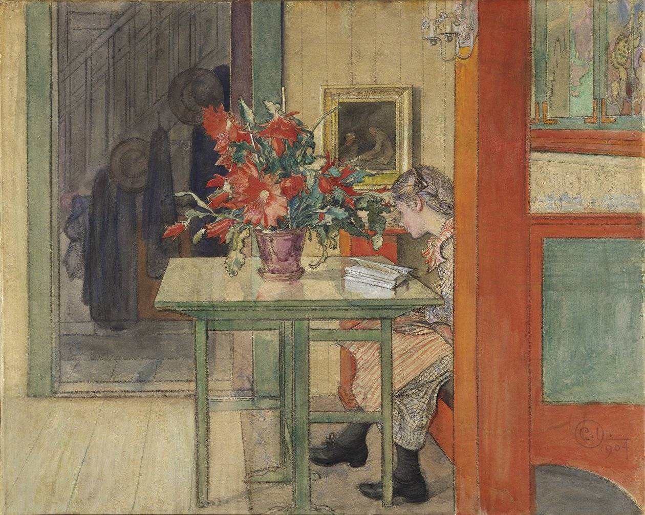 लिस्बेथ रीडिंग (wc with tempera on paper) द्वारा कार्ल लार्सन