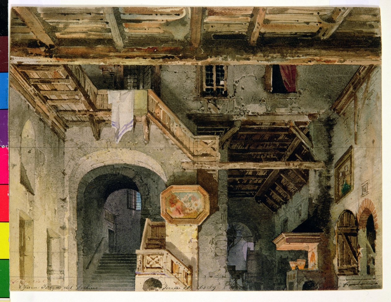 &39;ला फोर्ज़ा डेल डेस्टिनो&39; के लिए सेट डिज़ाइन, c.1862 द्वारा कार्लो फेरारियो