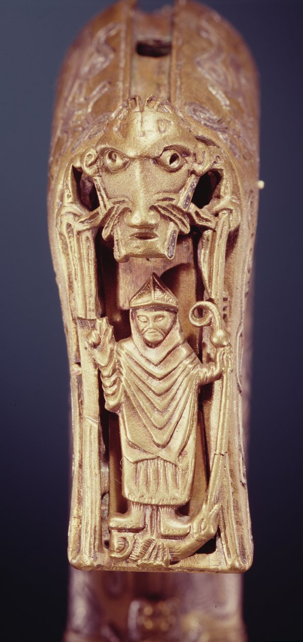 Clonmacnoise Crozier, काउंटी Offaly, वाइकिंग युग की लकड़ी 226192 के चांदी के बर्तनों के साथ चादर कांस्य में लिपटे द्वारा केल्टिक