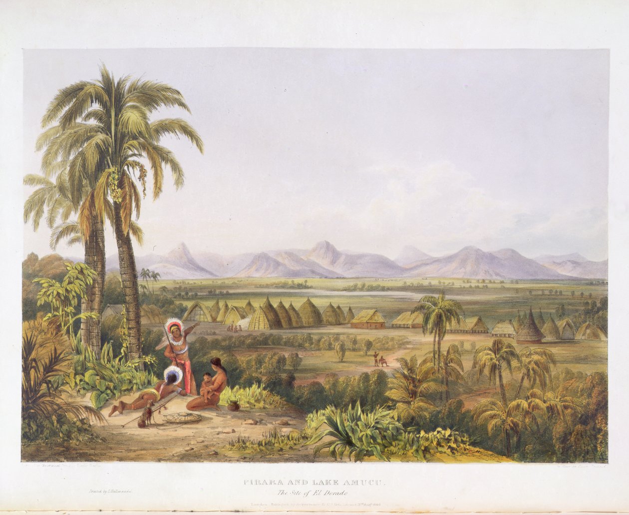 जेरे बरनार्ड (fl.1832-90) पब द्वारा उत्कीर्ण &39;व्यू इन द इंटीरियर ऑफ गयाना&39; से पिरारा और लेक अमुकु, एल डोराडो की साइट एकरमैन द्वारा, 1840 द्वारा चार्ल्स बेंटले