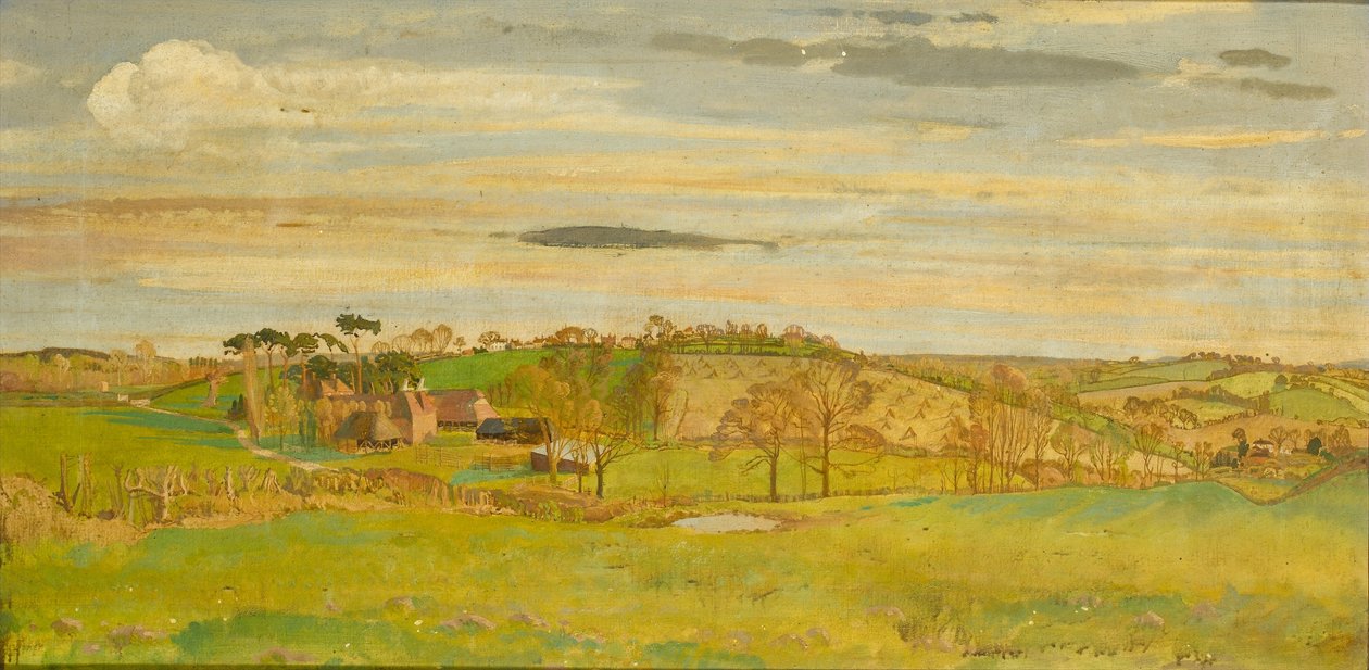 ए केंटिश लैंडस्केप, c.1914-16 द्वारा चार्ल्स सिम्स