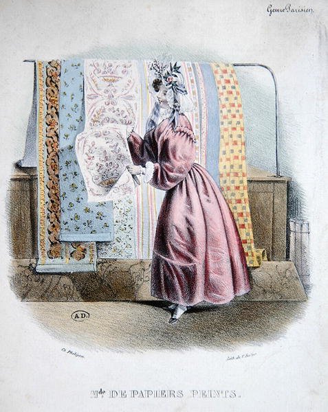 वॉलपेपर विक्रेता, c.1840 (कलर लिथो) द्वारा चार्ल्स (बाद में) फिलिपोन