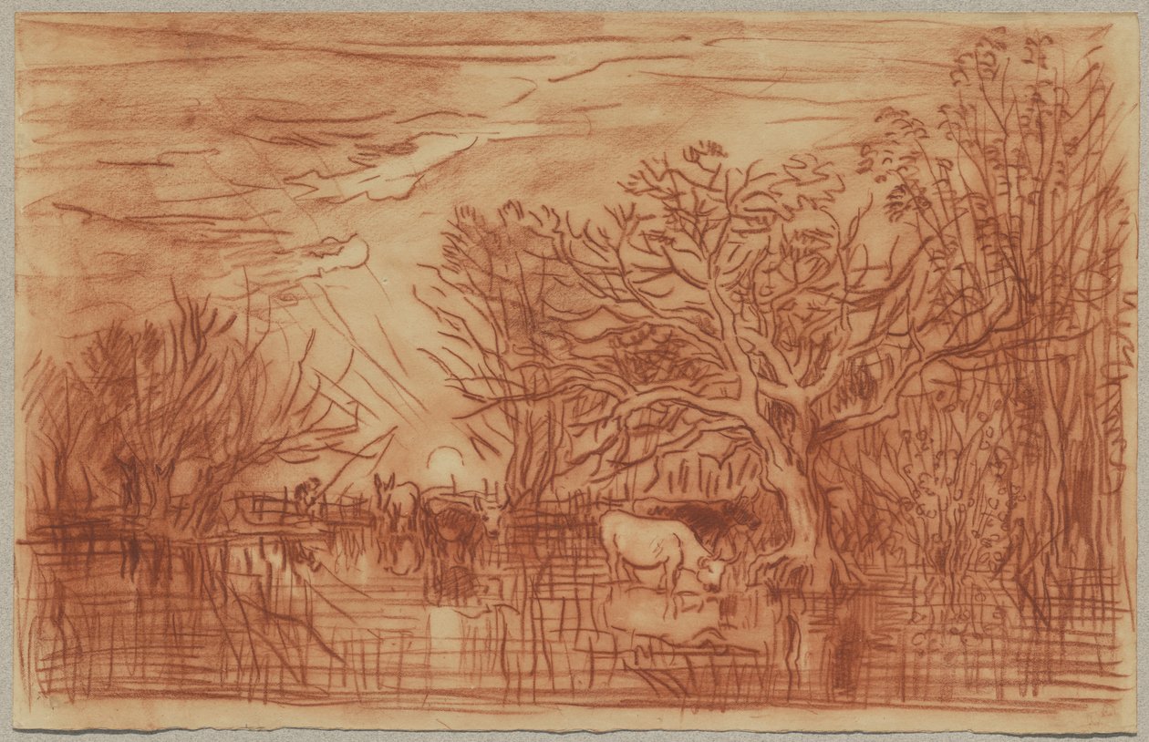 एक पानी के छेद पर गायें, c.1863 द्वारा चार्ल्स फ्रेंकोइस डबगें