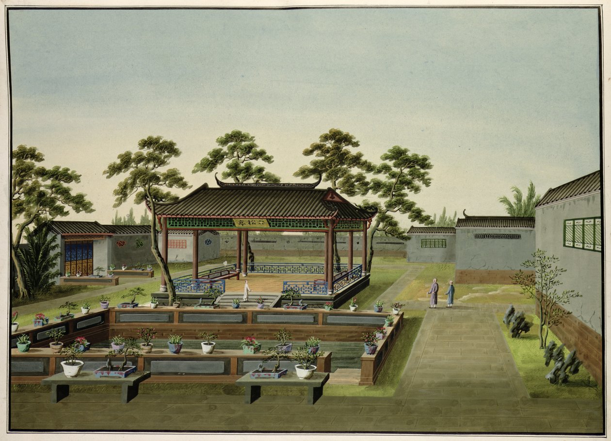 गार्डन सीन, c.1820-40 (कागज पर wc) द्वारा चीनी स्कूल