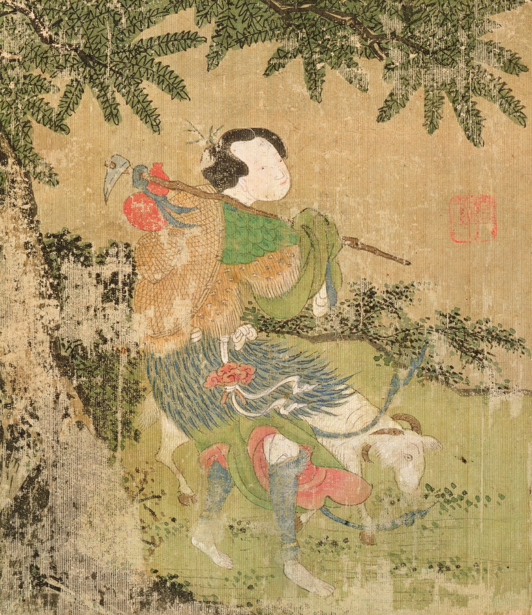 द ट्रैवलर, 1700 (रेशम पर डब्ल्यूसी) द्वारा चीनी स्कूल