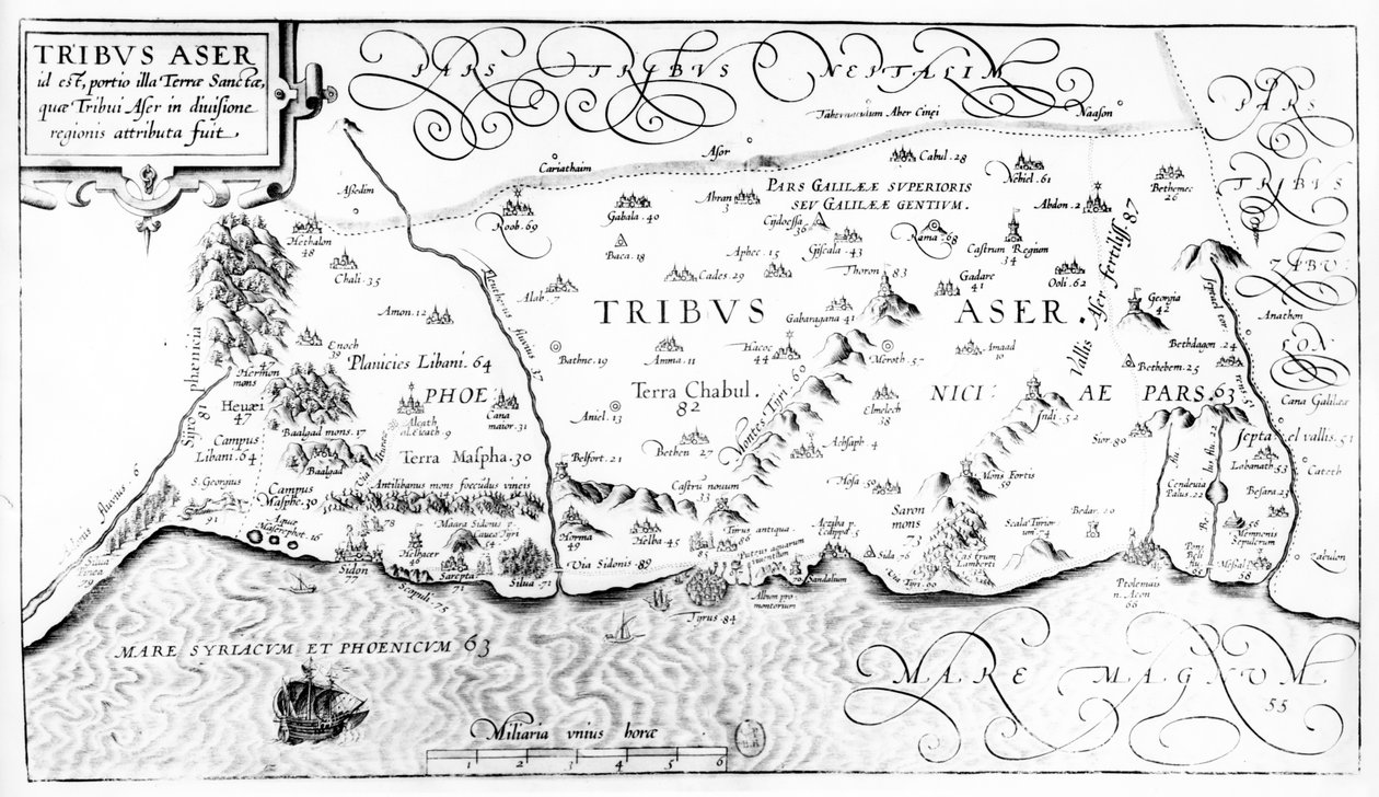 अशर की जनजाति का नक्शा, 1590 द्वारा क्रिश्चियन वैन Adrichom
