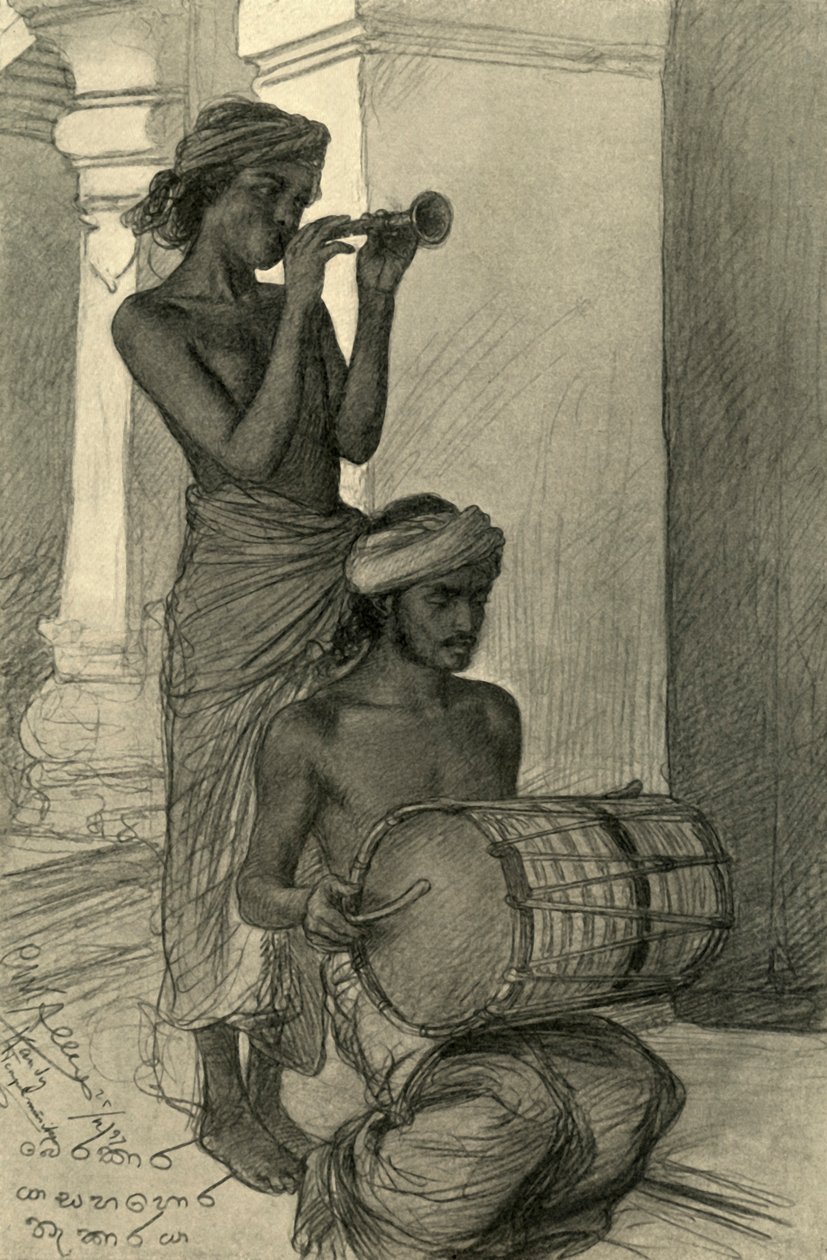 मंदिर के संगीतकार, कैंडी, सीलोन, 1898। द्वारा क्रिश्चियन विल्हेम एलर्स