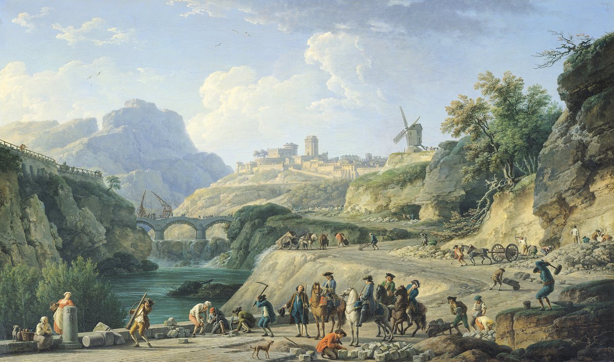 एक सड़क का निर्माण, 1774 (695016 भी देखें) द्वारा क्लाउड जोसेफ वर्नेट