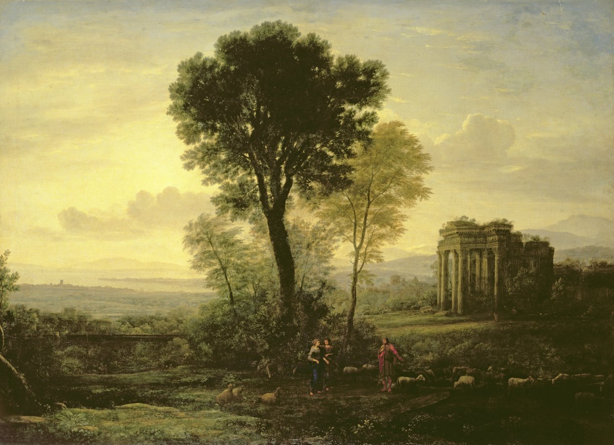 मॉर्निंग (लैंडस्केप विद जैकब, राचेल एंड लीह बाय द वेल), 1666 द्वारा क्लाउड लोरेन