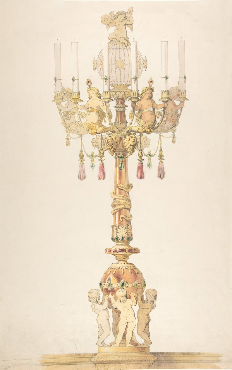 कैंडेलबरा के लिए डिज़ाइन, 1810-38। द्वारा क्लाउड ऐमे चेनवार्डो