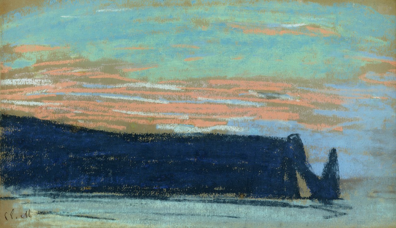 Etretat पर चट्टान, c.1885 (पेस्टल) द्वारा क्लाउड मोनेट