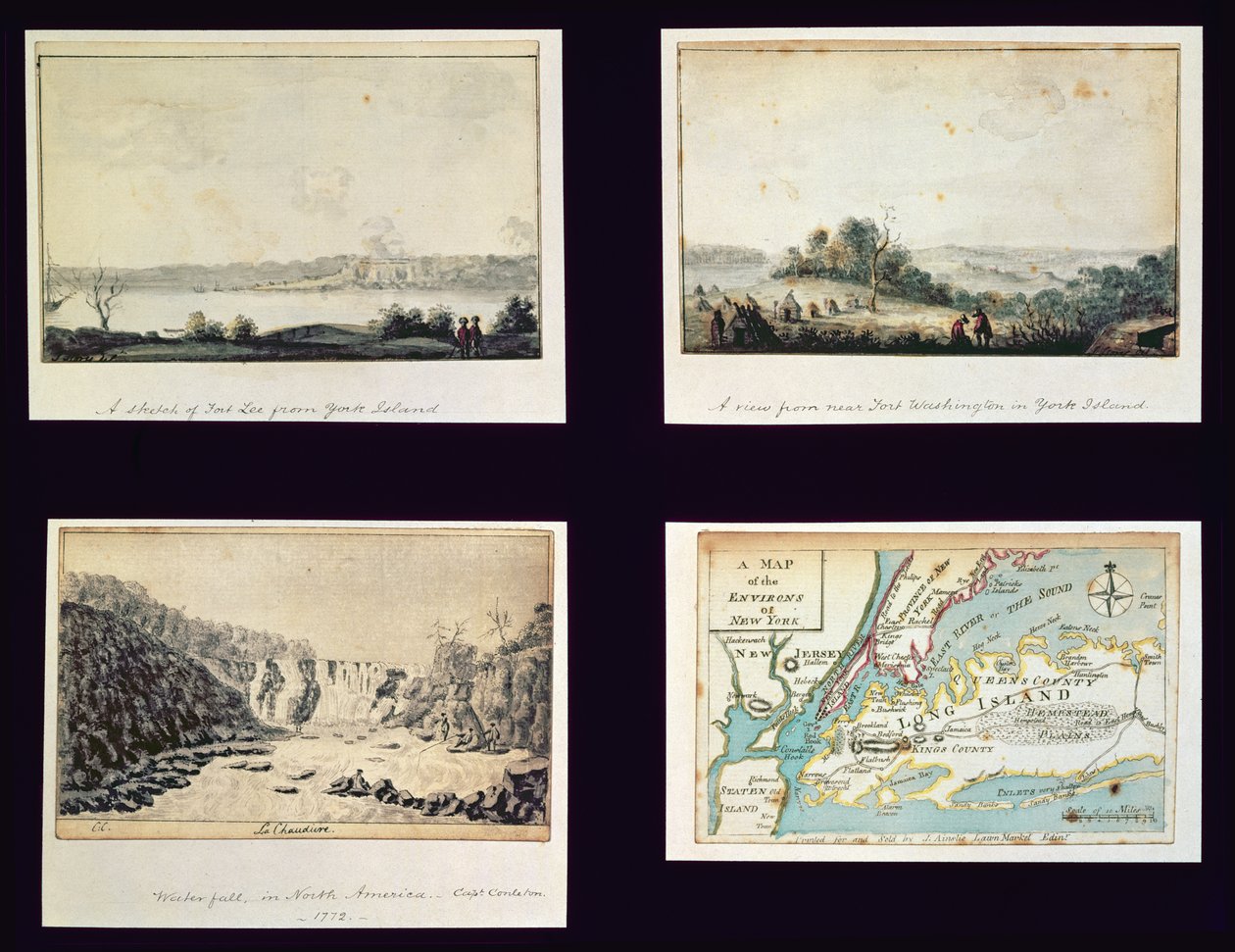 उत्तर अमेरिकी दृश्य और न्यूयॉर्क का एक नक्शा, c.1772 द्वारा Conleton