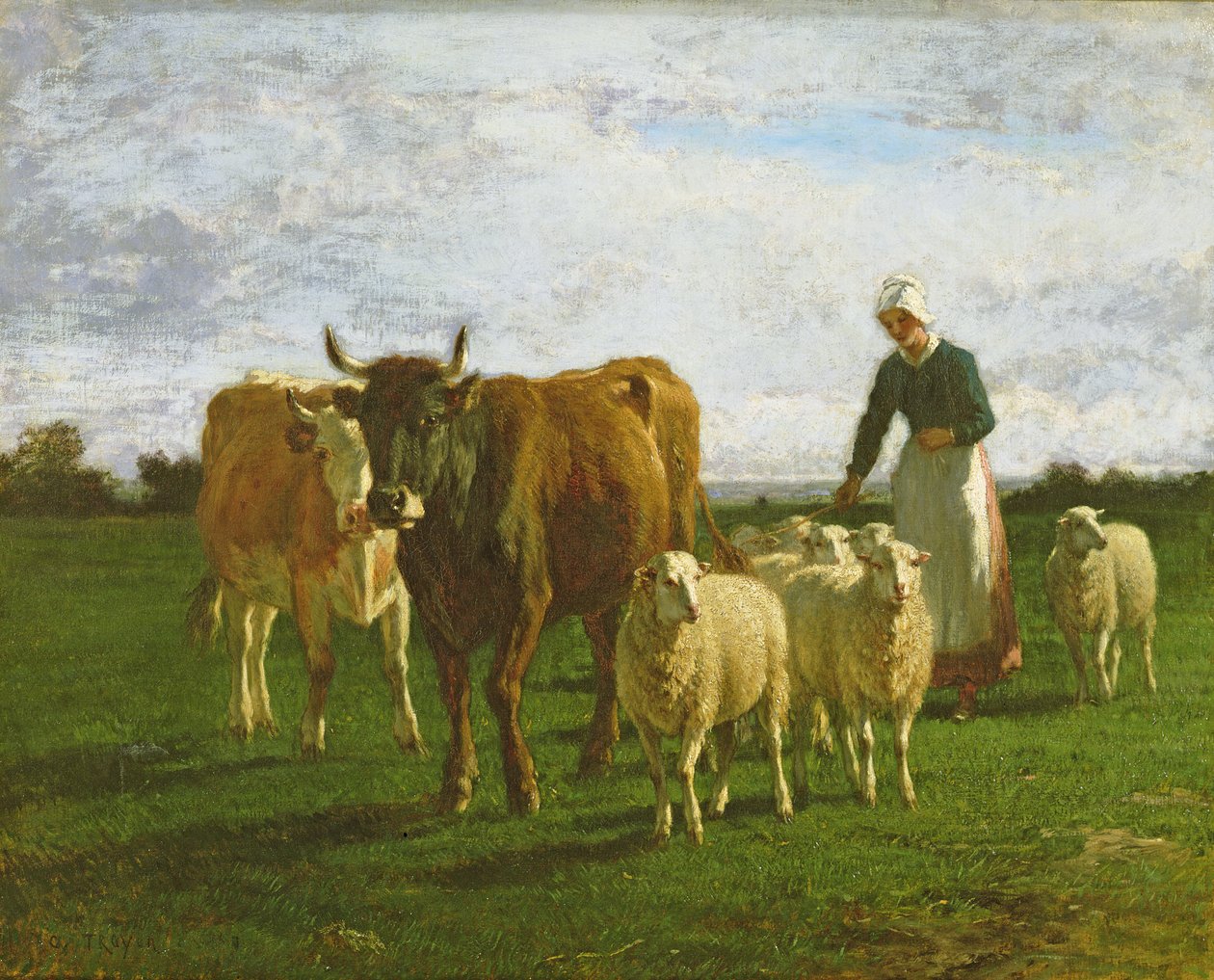 ईवनिंग, ड्राइविंग कैटल, 1859 द्वारा लगातार एमिल ट्रॉयन