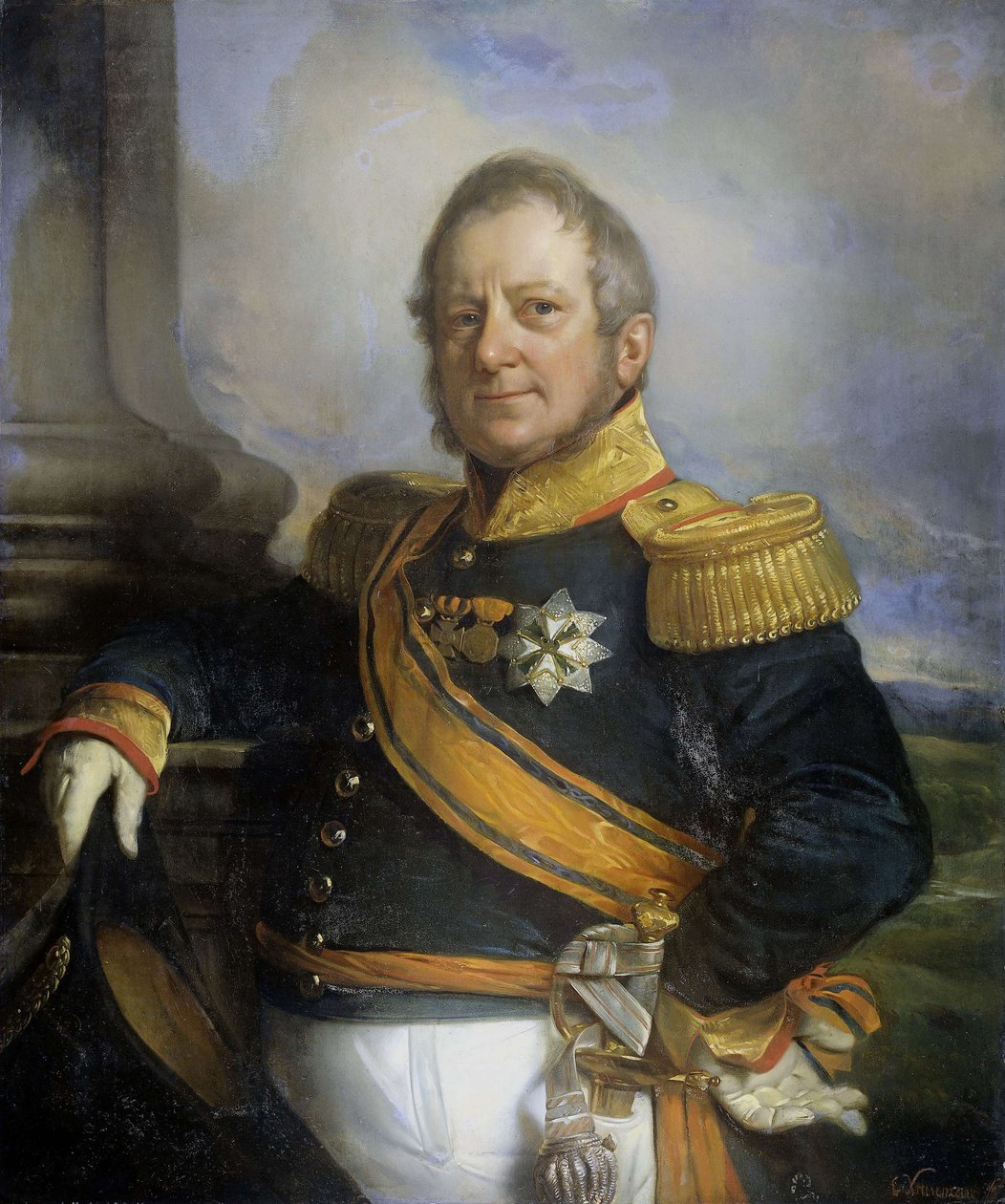 हेंड्रिक मर्कस का पोर्ट्रेट, बैरोन डी कॉक (1779-1845), सेना कमांडर और 1826 के बाद डच ईस्ट इंडीज के लेफ्टिनेंट गवर्नर जनरल। द्वारा कॉर्नेलिस क्रूसमैन