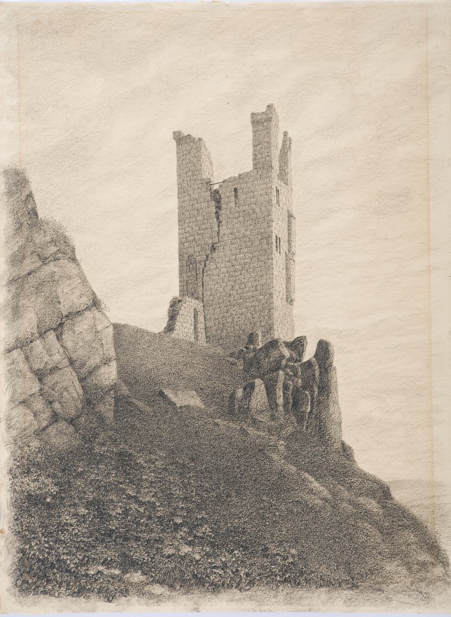 लिलबर्न टॉवर, नॉर्थम्बरलैंड, c.1916 (कागज पर लकड़ी का कोयला) द्वारा डैनियल ओलिवर