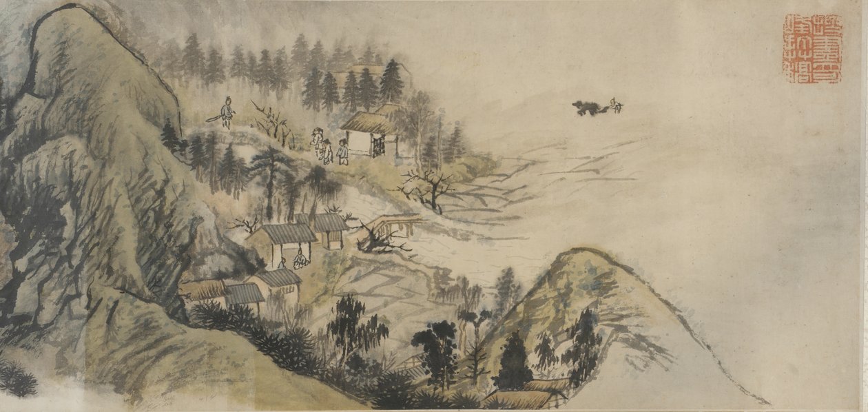 पीच ब्लॉसम स्प्रिंग, किंग राजवंश, 1690 के दशक की शुरुआत में 1700s (कागज पर स्याही और रंग) द्वारा दाऊजी शिटाओ