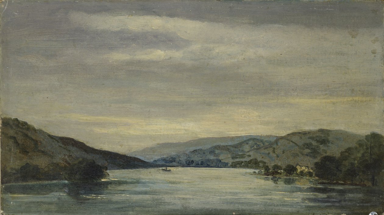 कॉनिस्टन वाटर, 1838 (मिलबोर्ड पर तेल, एक ड्राइंग के रूप में घुड़सवार) द्वारा डेविड चार्ल्स पढ़ें